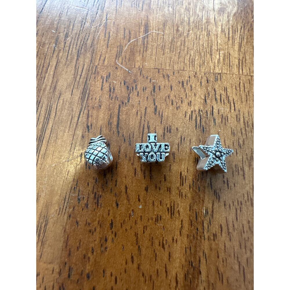 Silver-Tone Sea Themed Bead Charms – Set of 3 (European Bracelet Style